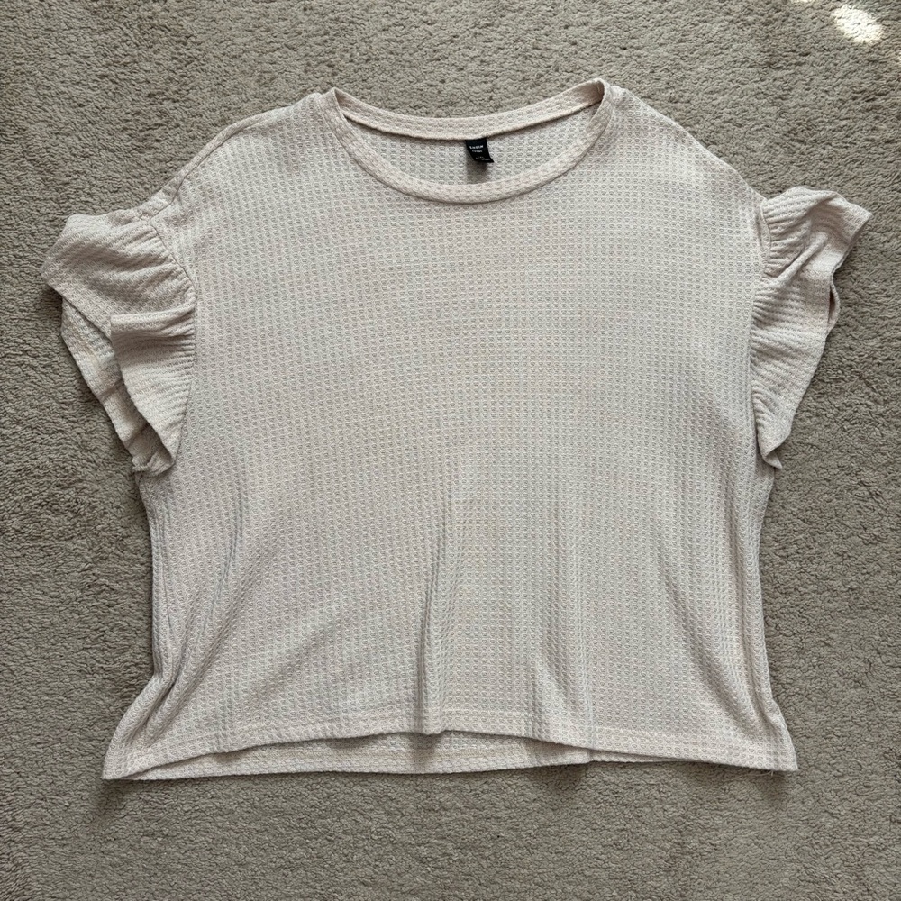 SHEIN Creamy White Boxy Waffle Short Sleeve Tee